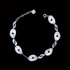 Personalized Silver 925 Daisy Bracelet Double Chain With Leaves And Silver Ball