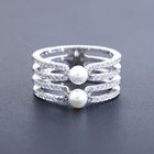 Girl Silver Pearl Ring Jewelers Plated Rhodium With Tree Leaf Shape