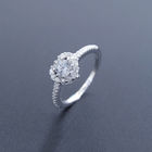 Luxurious Sterling Silver CZ Halo Ring Silver 925 One Stone For Wedding Bridal