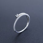 Blank Carve Design Silver Cubic Zirconia Rings / Real Silver 925 White Gemstone Ring