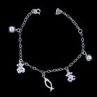 Silver Bracelet Cube And Zircon Cross Chain Double Rhodium Plated / Sterling Silver Box Chain