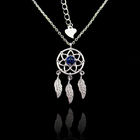 CZ Silver Dreamcatcher Necklace With Feather 925 Sterling