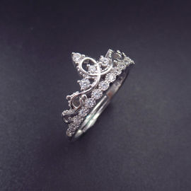 Luxury Princess Crown Ring / 925 Sterling Silver Engagement Rings
