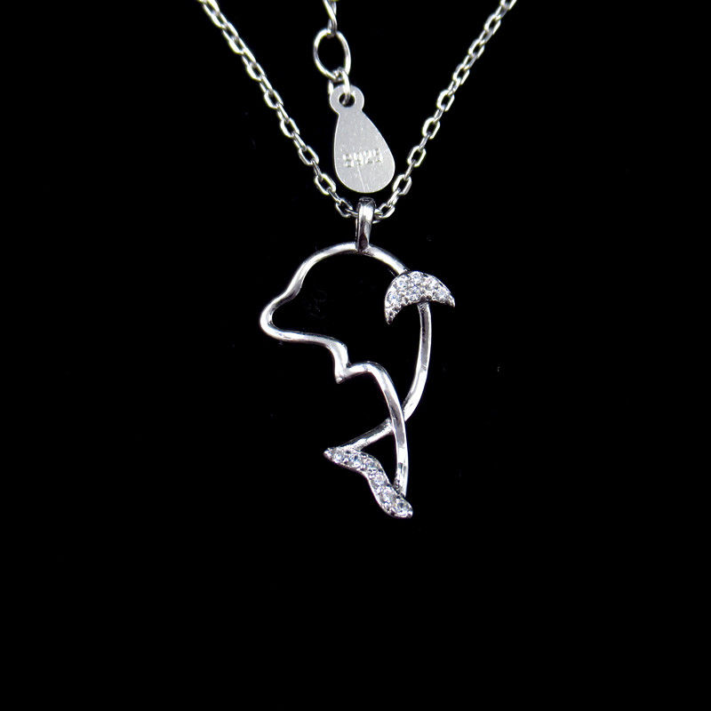 Cute Dolphin 925 Sterling Silver Necklace 40cm + 5cm Extension Chain